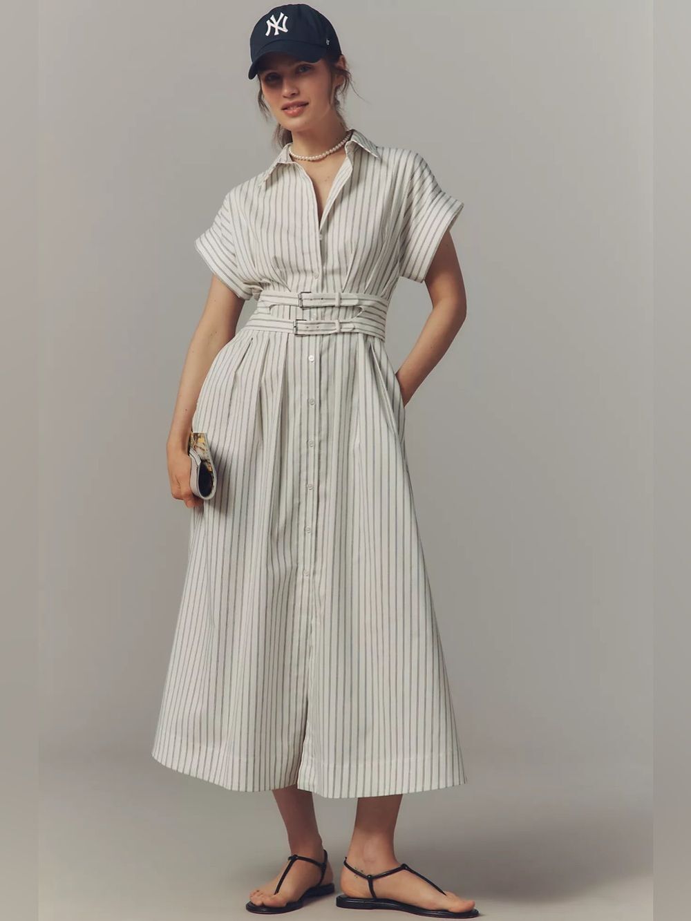 Anthropologie The Tobie Double Buckle Shirt Dress by Exquise Size M